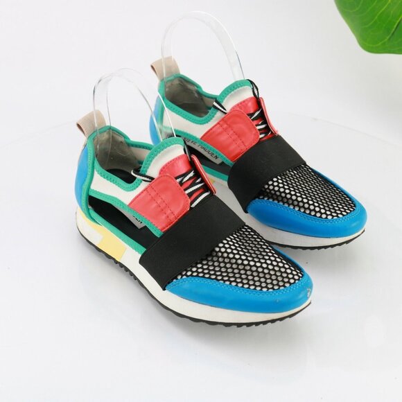 Steve Madden Womens Arctic Sneaker Size 7.5 Blue Red Green Casual Shoe Cutouts - Picture 3 of 11